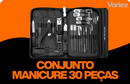 Conjunto de Manicure Portátil Aço Inoxidável 30 Peças