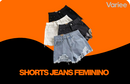 Shorts jeans Rasgado de Cintura Alta  Feminino