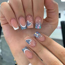 24 Unidades de Unhas Flash Francesas Curtas com 1 Gelatinosa e 1 Lima de Unhas