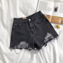 Shorts jeans Rasgado de Cintura Alta  Feminino