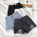Shorts jeans Rasgado de Cintura Alta  Feminino