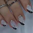 24 Unidades de Unhas Flash Francesas Curtas com 1 Gelatinosa e 1 Lima de Unhas