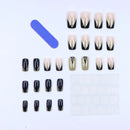 24 Unidades de Unhas Flash Francesas Curtas com 1 Gelatinosa e 1 Lima de Unhas