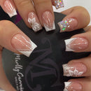 24 Unidades de Unhas Flash Francesas Curtas com 1 Gelatinosa e 1 Lima de Unhas